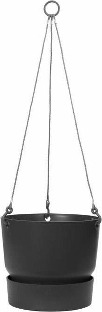 Elho Greenville Hangschaal 24 - Bloempot Voor Balkonbuiten - Ø 23.5 X H 20.5 Cm - Zwart/Living Black