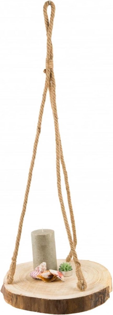 Merkloos Plantenhanger Boomstam Schijf | 30-35cm | Handgemaakt | Planten-houder / Hang-plant | Planten Accessoires | Decoratie Houten Hang Plank |
