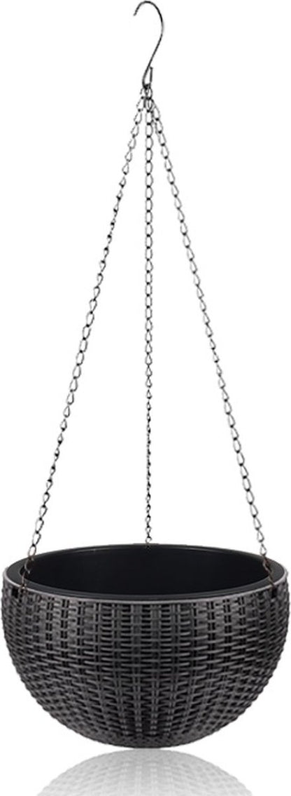  Hangpot Kunststof – Bloempot Hangend – Binnen &amp; Buiten- Plantenhanger –Incl. Afvoerstop – 26 Cm - Zwart