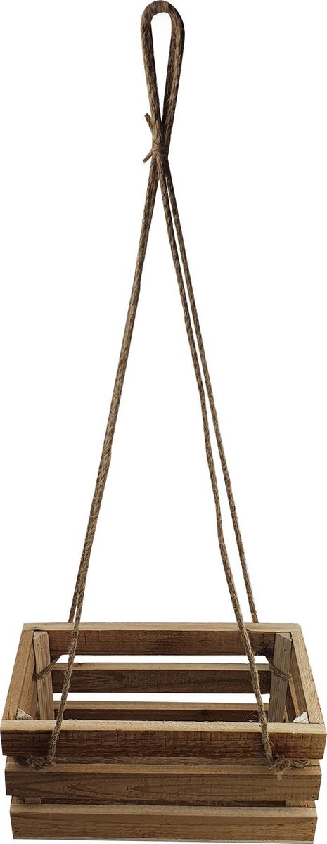 Merkloos Plantenhanger 30x15x15cm | Houten Krat | Handgemaakt | Planten-houder / Hang-plant | Planten Accessoires | Hout |