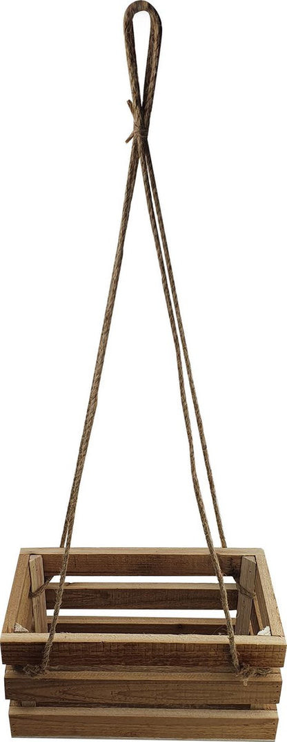 Merkloos Plantenhanger 30x15x15cm | Houten Krat | Handgemaakt | Planten-houder / Hang-plant | Planten Accessoires | Hout |