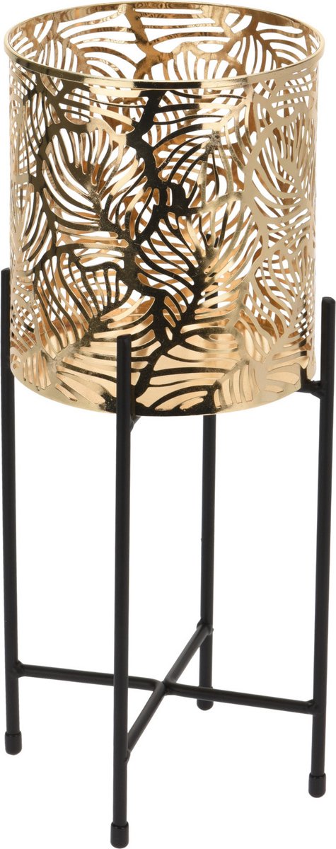  Set Van 2x Stuks Plantenpotten Goud Op Metalen Standaard 35 Cm En 45 Cm Hoogte