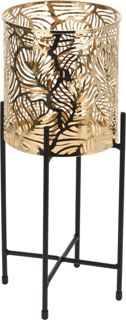  Set Van 2x Stuks Plantenpotten Goud Op Metalen Standaard 35 Cm En 45 Cm Hoogte