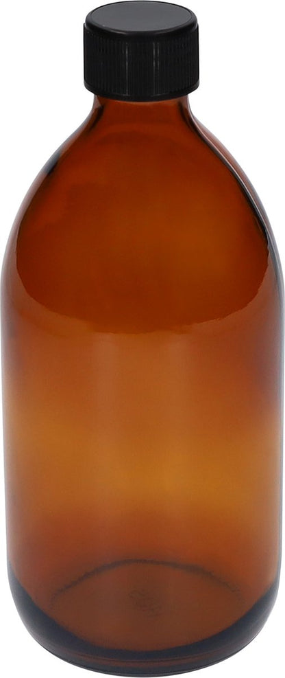  QUVIO Sprayfles - Spuitfles - Plantenspuit - Schoonmaak Spuit - Huishoudspray - Leeg/Hervulbaar - Kamerspray - Allesreiniger - Glazen Sprayflacon - Waterspuit - Kappersspuit - 500 Ml - Glas - Bruin - Zwart