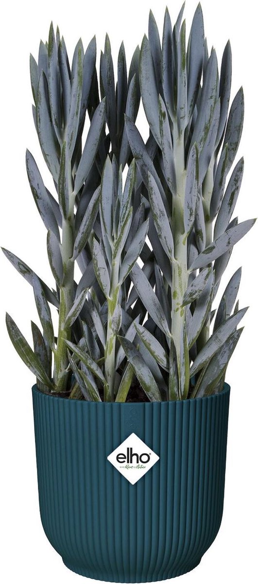  Elho Vibes Fold Rond Wielen 35 - Bloempot Voor Binnen - Ø 34.9 X H 32.4 Cm - Diepblauw
