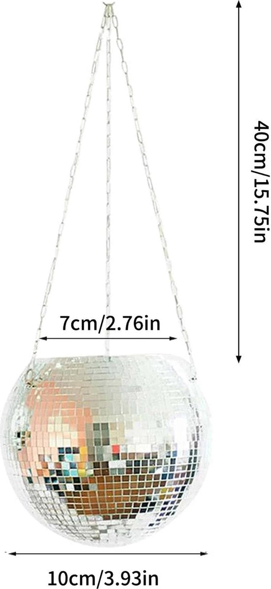  Discobal Hangplant - Bloempot - Hangplant - Disco - Discobal - Spiegel - Zilver - Hangpot - Glitter - Planten In Bak - Hangend - Staand