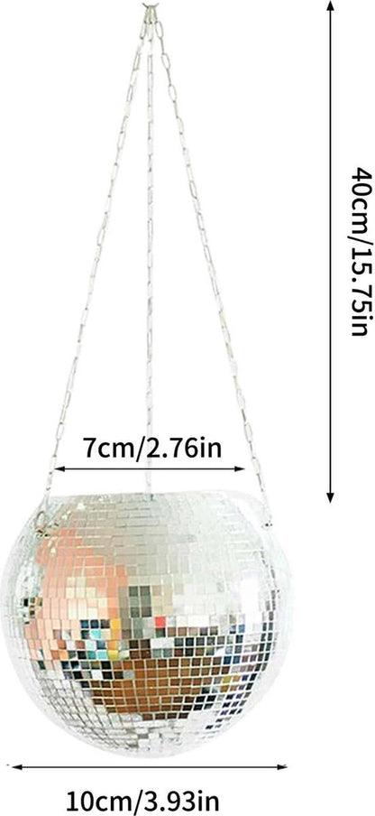  Discobal Hangplant - Bloempot - Hangplant - Disco - Discobal - Spiegel - Zilver - Hangpot - Glitter - Planten In Bak - Hangend - Staand