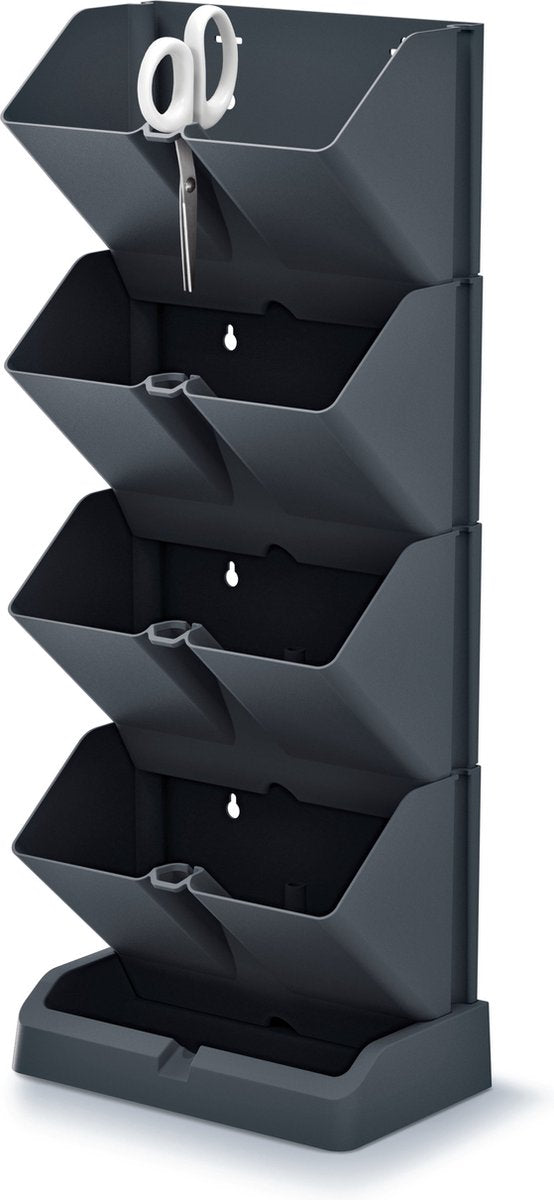 Prosperplast Verticale Kruidentuin Kunststof - Staand/hangend - Modulair - Antraciet Grijs - L 20 X B 11 X H 48 Cm - Incl. Kruidenschaar