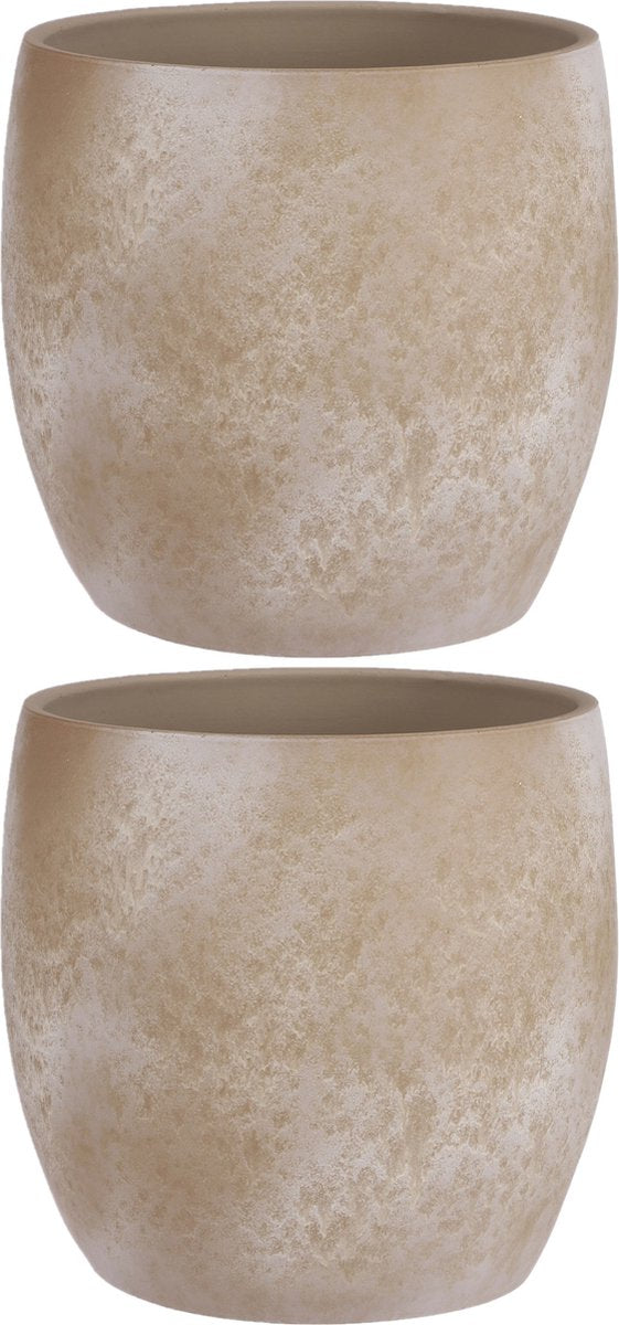  Mica Decorations Lester Bloempot - H31 X Ø33 Cm - Terracotta - Crème