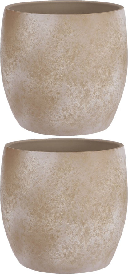  Mica Decorations Lester Bloempot - H31 X Ø33 Cm - Terracotta - Crème