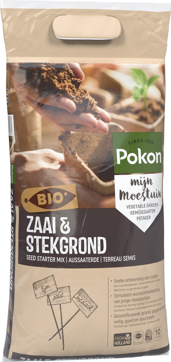  Pokon Bio Zaai- En Stekgrond - 3x10l - Potgrond (biologisch) - Stimuleert Wortelontwikkeling