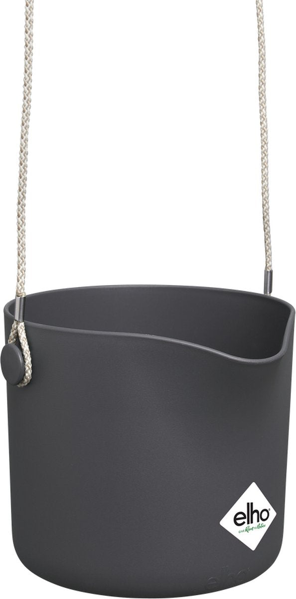  Elho B.for Swing 18 Hangpot - Bloempot Voor Binnen - Ø 18.0 X H 16.5 Cm - Zwart/Antraciet