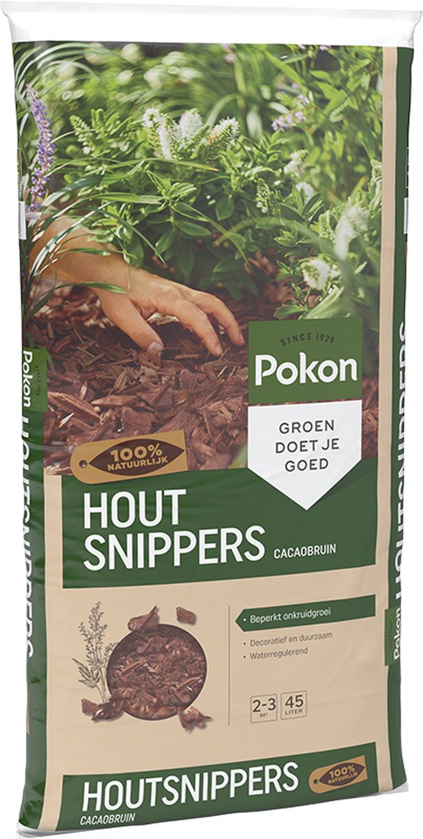  Pokon Houtsnippers Cacaobruin - 45L - Houtsnippers Bodembedekking Tuin - Beperkt Onkruidgroei - Waterregulerend