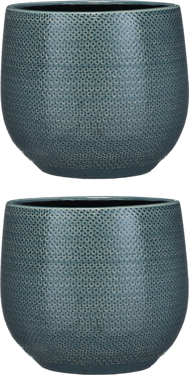  Mica Decorations Gabriel Bloempot - H20 X Ø25 Cm - Keramiek - Blauw