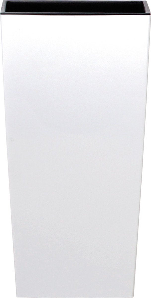 Prosperplast Kunststof Urbi Bloempot/plantenpot Met Binnenpot Wit 32 X 32 X 61 Cm - 21/49 Liter - Hoge Vierkante Bloempotten