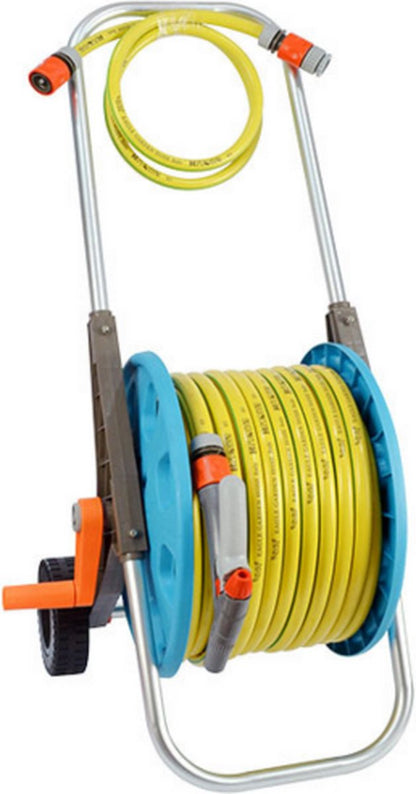  Slangenwagen Met 50 Meter Tuinslang | Eagle Garden | Incl. Spuitkopstuk En Connectors | Geel