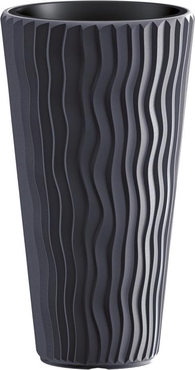  Bloempot Buiten Hoog Rond Sandy Slim 40cm ANTRACIET Prosperplast