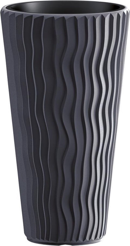  Bloempot Buiten Hoog Rond Sandy Slim 40cm ANTRACIET Prosperplast