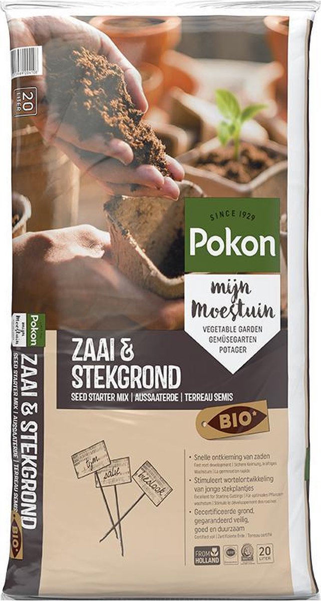  Pokon Bio Zaai- En Stekgrond - 20l - Potgrond (biologisch) - Stimuleert Wortelontwikkeling