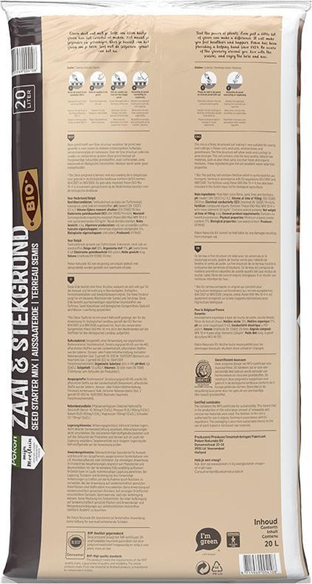  Pokon Bio Zaai- En Stekgrond - 20l - Potgrond (biologisch) - Stimuleert Wortelontwikkeling