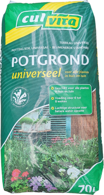 Culvita Universele Potgrond 70 L Inclusief 2 Maanden Plantenvoeding - Universele Potgrond Voor Kamerplanten En Buitenplanten - Potgrond Universeel 70 Liter