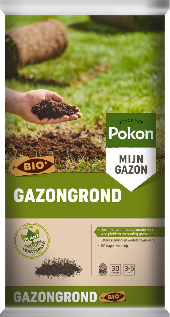  Pokon Bio Gazongrond - 30l - Biologische Bodemverbeteraar - 100 Dagen Voeding