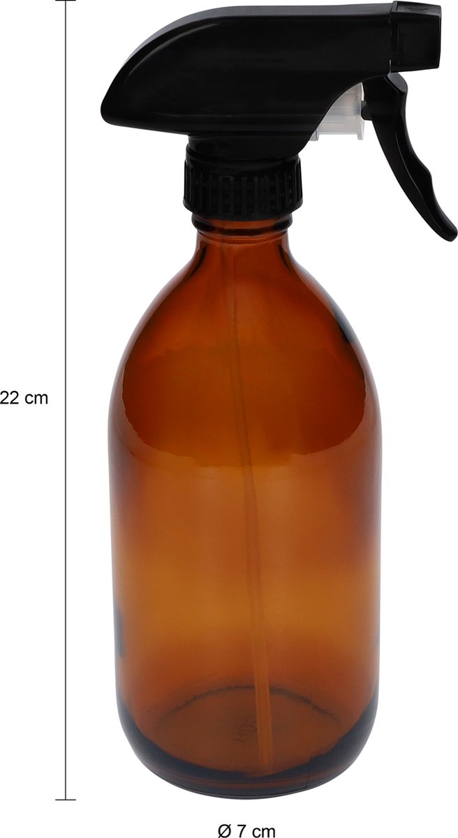  QUVIO Sprayfles - Spuitfles - Plantenspuit - Schoonmaak Spuit - Huishoudspray - Leeg/Hervulbaar - Kamerspray - Allesreiniger - Glazen Sprayflacon - Waterspuit - Kappersspuit - 500 Ml - Glas - Bruin - Zwart