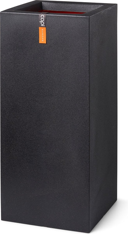  Capi Europe - Bloempot Rechthoek Smooth NL - 36x36x79 - Zwart - Voor Binnen En Buiten - KBL952