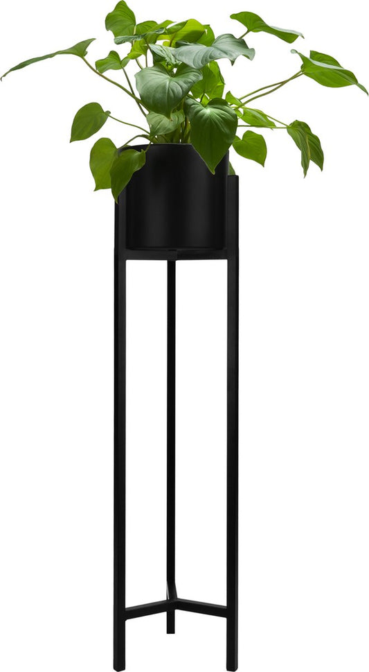  QUVIO Plantenstandaard Inclusief Pot - Staande Plantenbak - Metaal - Plantenbak - Plantenhouders - Planten Zuilen - Voor Buiten - Bloempot - 22 X 22 X 90 Cm - Zwart