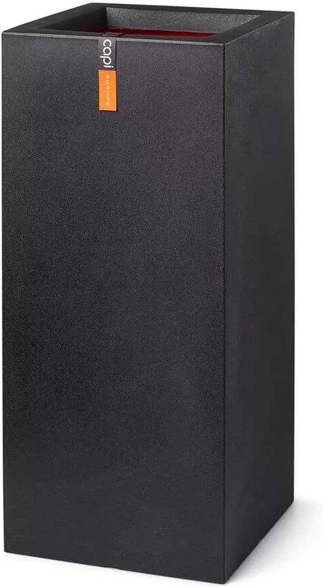  Capi Europe - Bloempot Rechthoek Smooth NL - 36x36x79 - Zwart - Voor Binnen En Buiten - KBL952