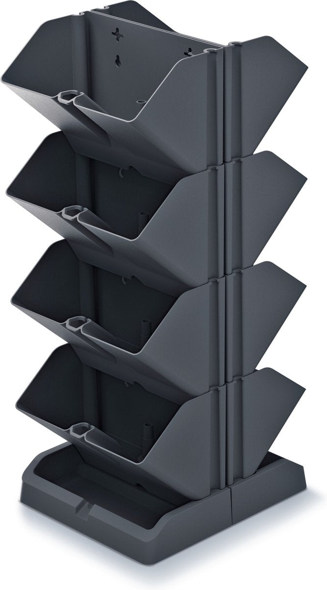 Prosperplast Verticale Kruidentuin Kunststof - Staand/hangend - Modulair - Antraciet Grijs - L 20 X B 11 X H 48 Cm - Incl. Kruidenschaar