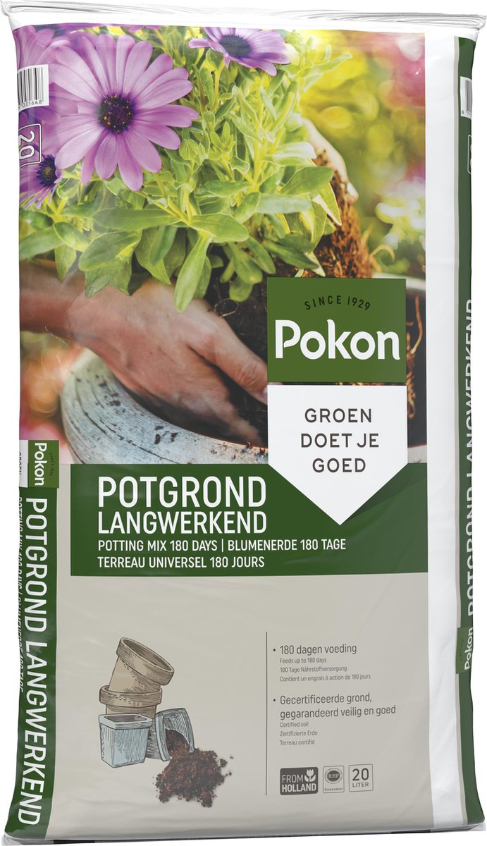  Pokon Potgrond Langwerkend - 20l - Universele Potgrond - 180 Dagen Voeding