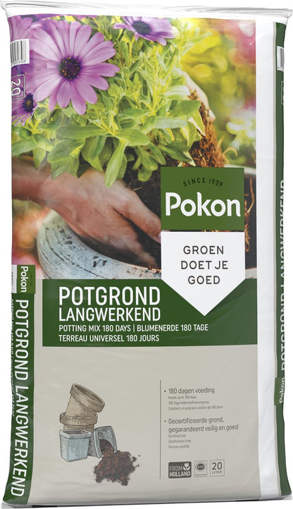  Pokon Potgrond Langwerkend - 20l - Universele Potgrond - 180 Dagen Voeding