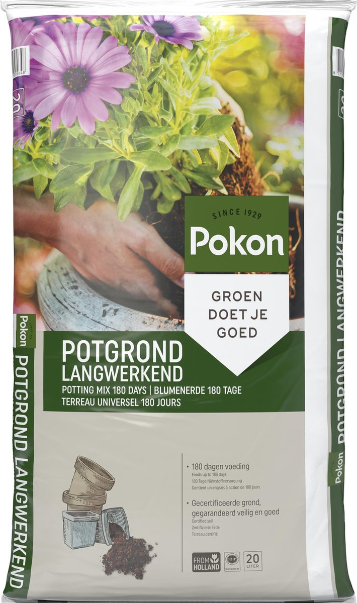  Pokon Potgrond Langwerkend - 20l - Universele Potgrond - 180 Dagen Voeding
