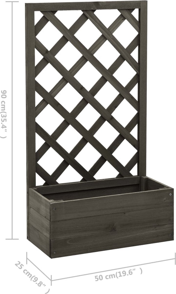  VidaXL Latwerkplantenbak 50x25x90 Cm Massief Vurenhout Grijs