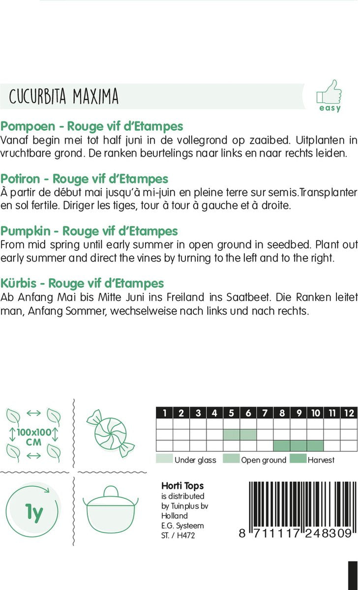  Hortitops Zaden - Pompoenen Rode Van Etampes