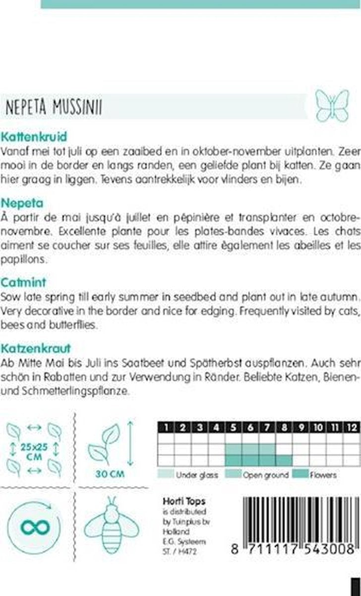  Hortitops - Kattekruid Bloemzaad - Nepeta Mussinii
