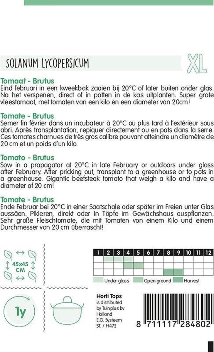  Hortitops Groentezaad - Tomaat Brutus 0,2 Gram - 50 Zaden