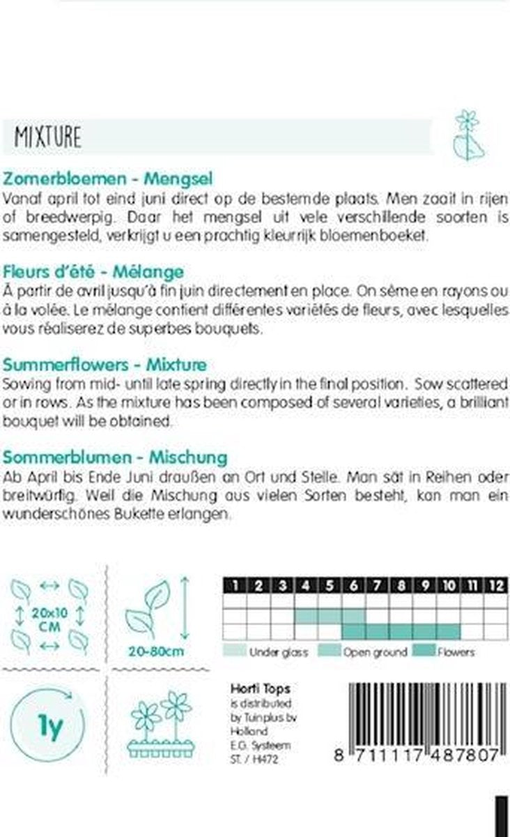  Hortitops Zaden - Zomerbloemen Gemengd