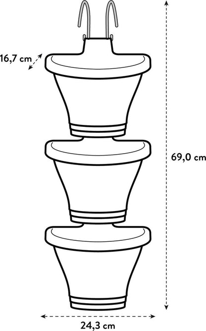  Elho Corsica Vertical Forest 24 - Bloempot Voor Balkonbuiten - Ø 26.7 X H 29.7 Cm - Wit/Wit