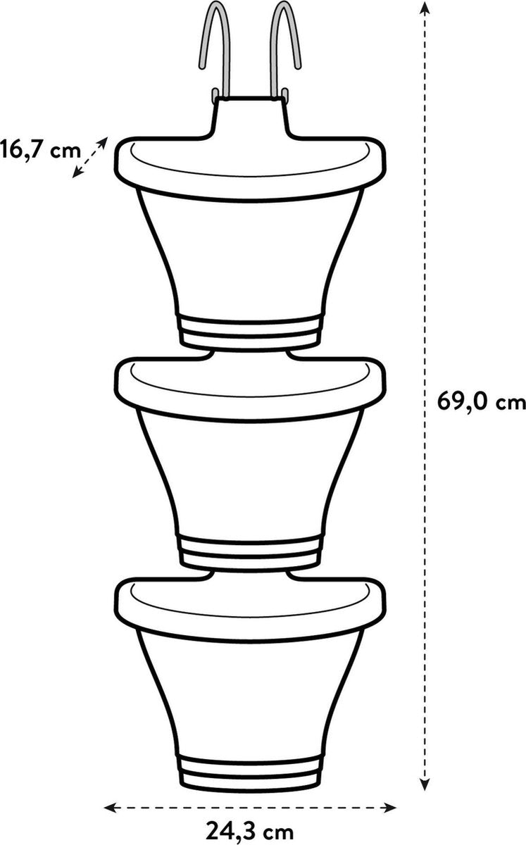  Elho Corsica Vertical Forest 24 - Bloempot Voor Balkonbuiten - Ø 26.7 X H 29.7 Cm - Zwart/Antraciet