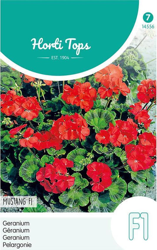  Hortitops Zaden - Geranium Bloemzaad - Mustang - Kersrood