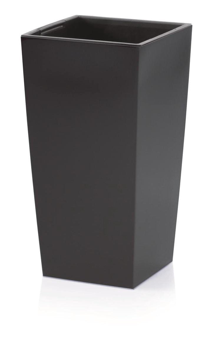 Prosperplast Kunststof Urbi Bloempot/plantenpot Met Binnenpot Antraciet 40 X 40 X 75 Cm - 37/91,5 Liter - Hoge Vierkante Bloempotten