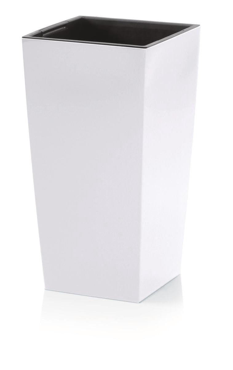 Prosperplast Kunststof Urbi Bloempot/plantenpot Met Binnenpot Wit 32 X 32 X 61 Cm - 21/49 Liter - Hoge Vierkante Bloempotten