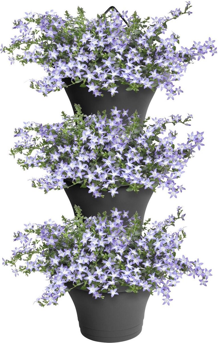  Elho Corsica Vertical Forest 24 - Bloempot Voor Balkonbuiten - Ø 26.7 X H 29.7 Cm - Zwart/Antraciet