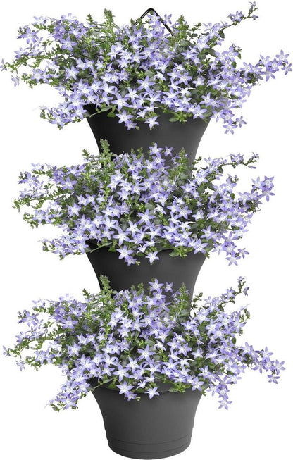  Elho Corsica Vertical Forest 24 - Bloempot Voor Balkonbuiten - Ø 26.7 X H 29.7 Cm - Zwart/Antraciet