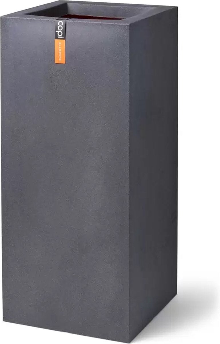  Capi Europe - Bloempot Rechthoek Smooth NL - 36x36x79 - Zwart - Voor Binnen En Buiten - KBL952