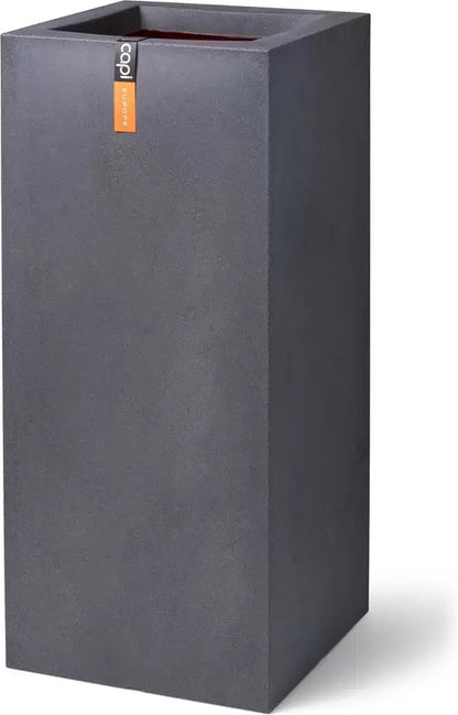  Capi Europe - Bloempot Rechthoek Smooth NL - 36x36x79 - Zwart - Voor Binnen En Buiten - KBL952