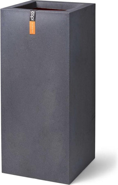  Capi Europe - Bloempot Rechthoek Smooth NL - 36x36x79 - Zwart - Voor Binnen En Buiten - KBL952