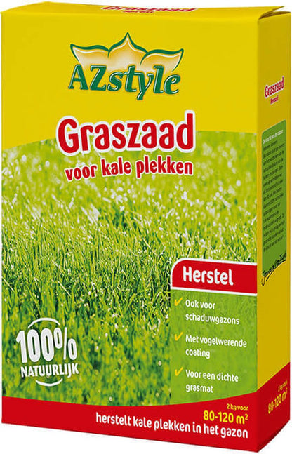  ECOstyle Graszaad Herstel Snelkiemend Gazon Gras – Herstelt Kale Plekken – Vogelwerende Coating – Geschikt Voor Zon- En Schaduw Gazons - Snelle Kieming – 80 - 120M² – 2 KG